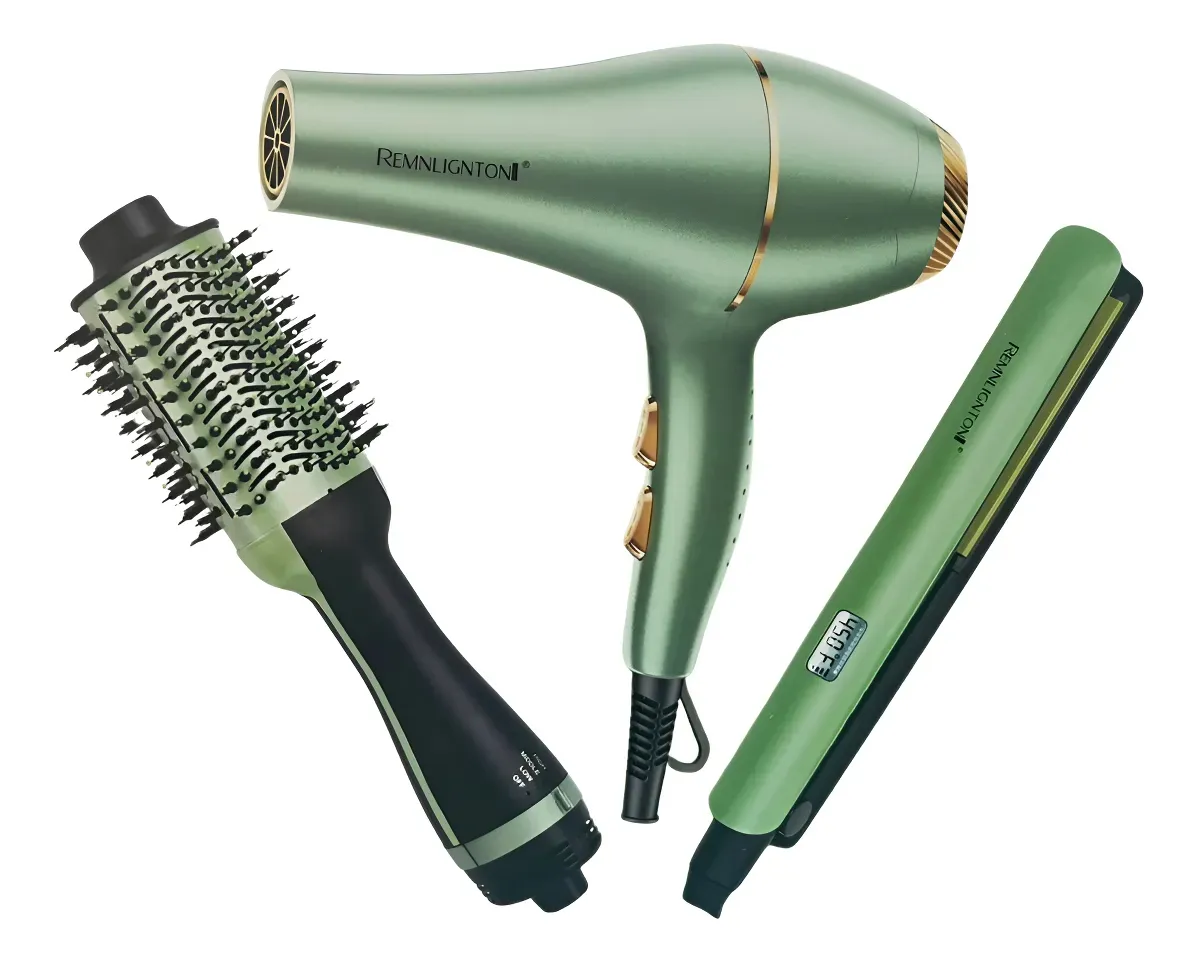 Combo Cepillo Secador Plancha Aguacate